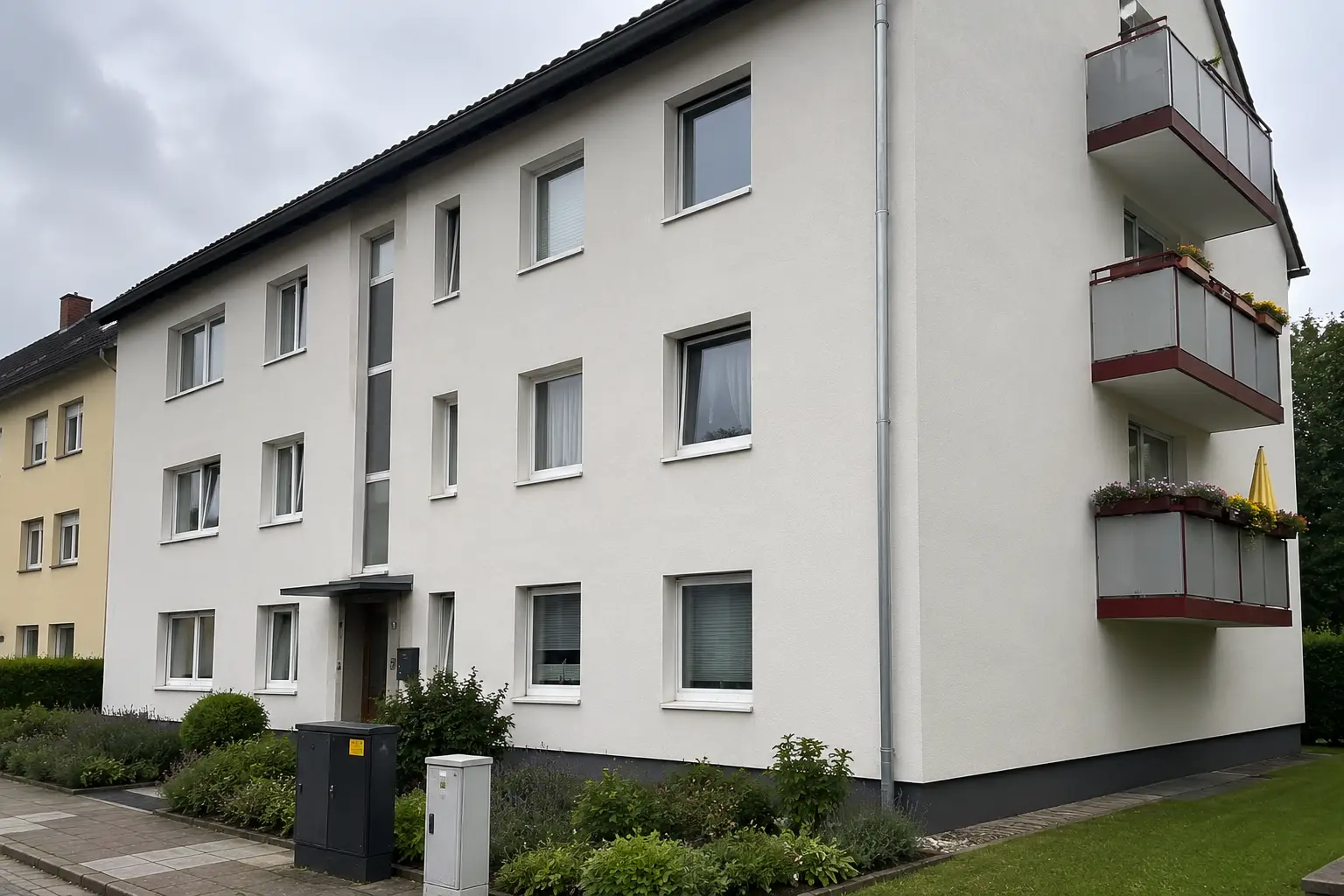 Fassadensanierung Mehrfamilienhaus weiss Balkon Erfurt Thüringen