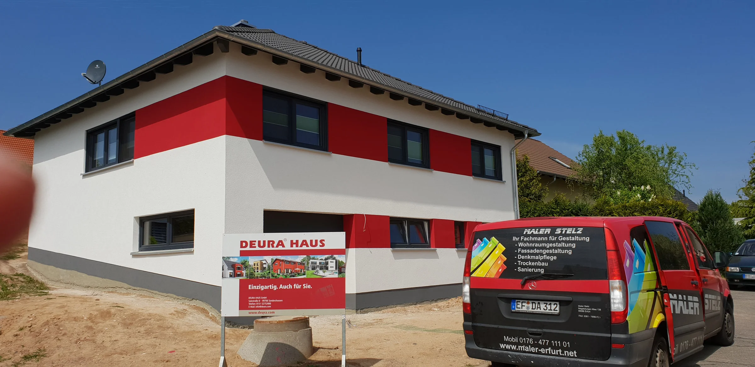 Aussenanstrich Einfamilienhaus Neubau durch Malermeister Stelz GmbH in Erfurt