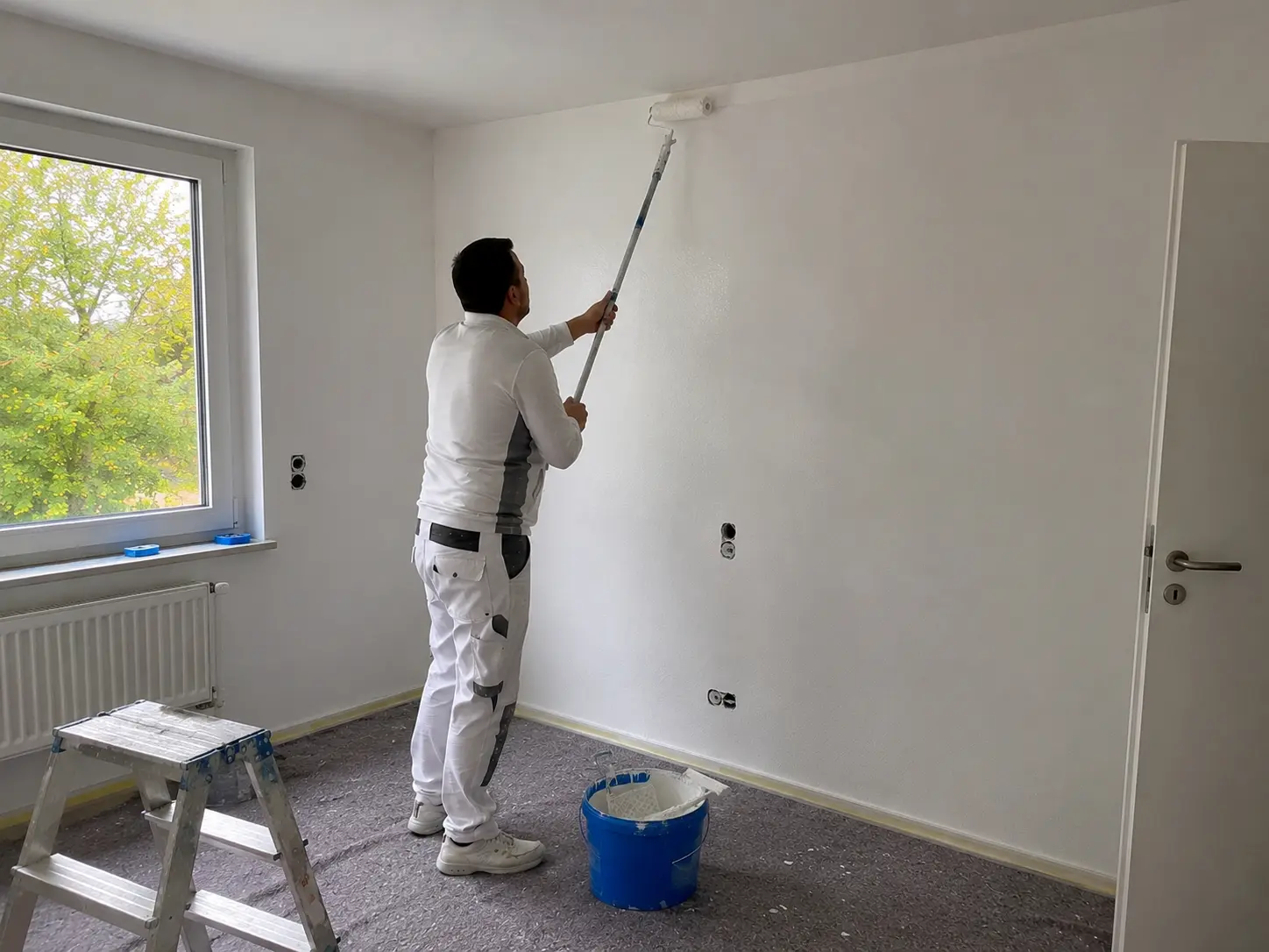 Malermeister Stelz GmbH, Mitarbeiter bei Malerarbeiten in Erfurt