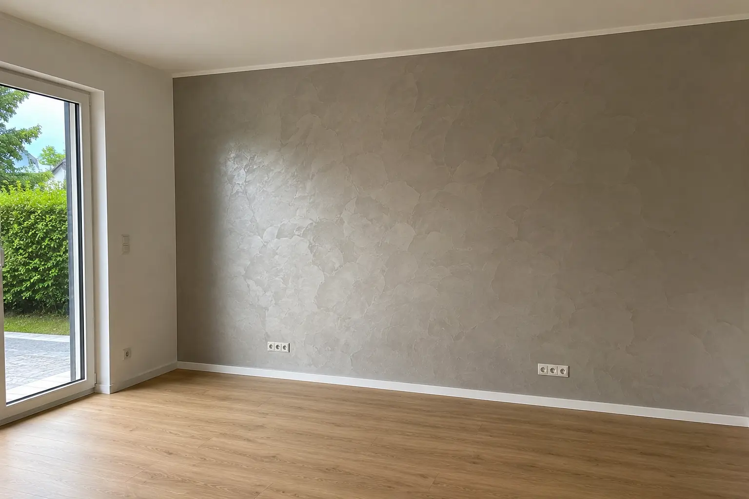 Stucco Pompeji Akzentwand Wohnzimmer Silbergrau Erfurt