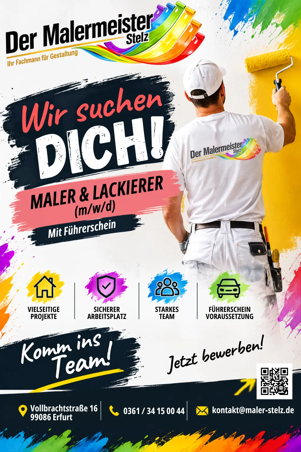Stellenanzeige der Malermeister Stelz GmbH: Wir suchen dich, Maler und Lackierer (m/w/d) mit Führerschein in Erfurt